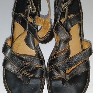 Born Black and Tan Leather Sandals